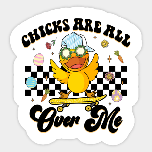 Skater Chicks Are All Over Me Skateboard Cute Easter Sticker